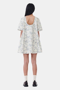 Robe courte imprimé dos nu en denim - Tofu