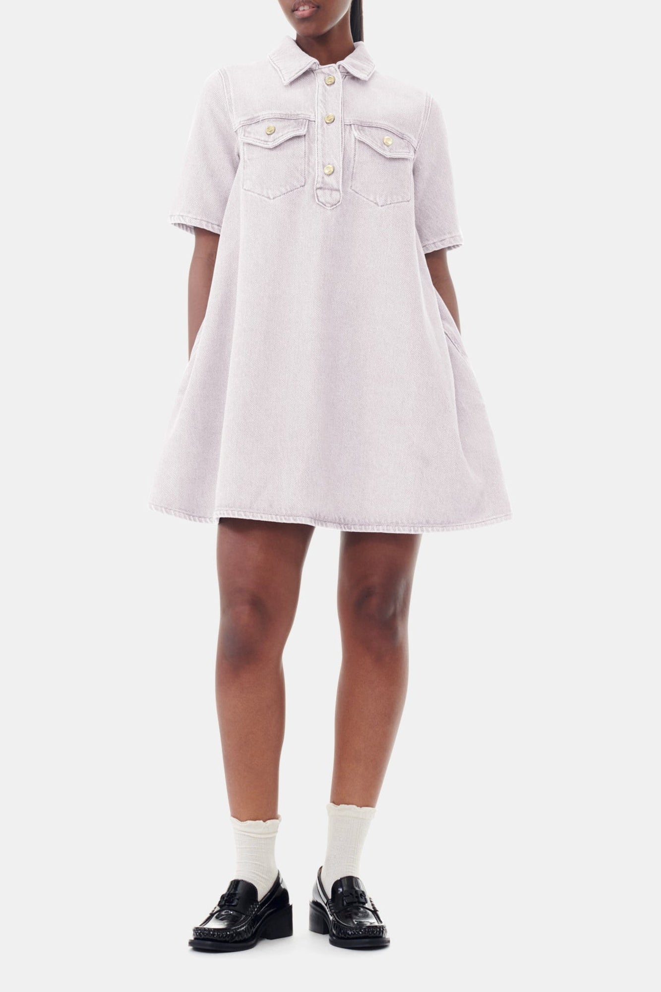 Robe courte en denim - Mauve Chalk
