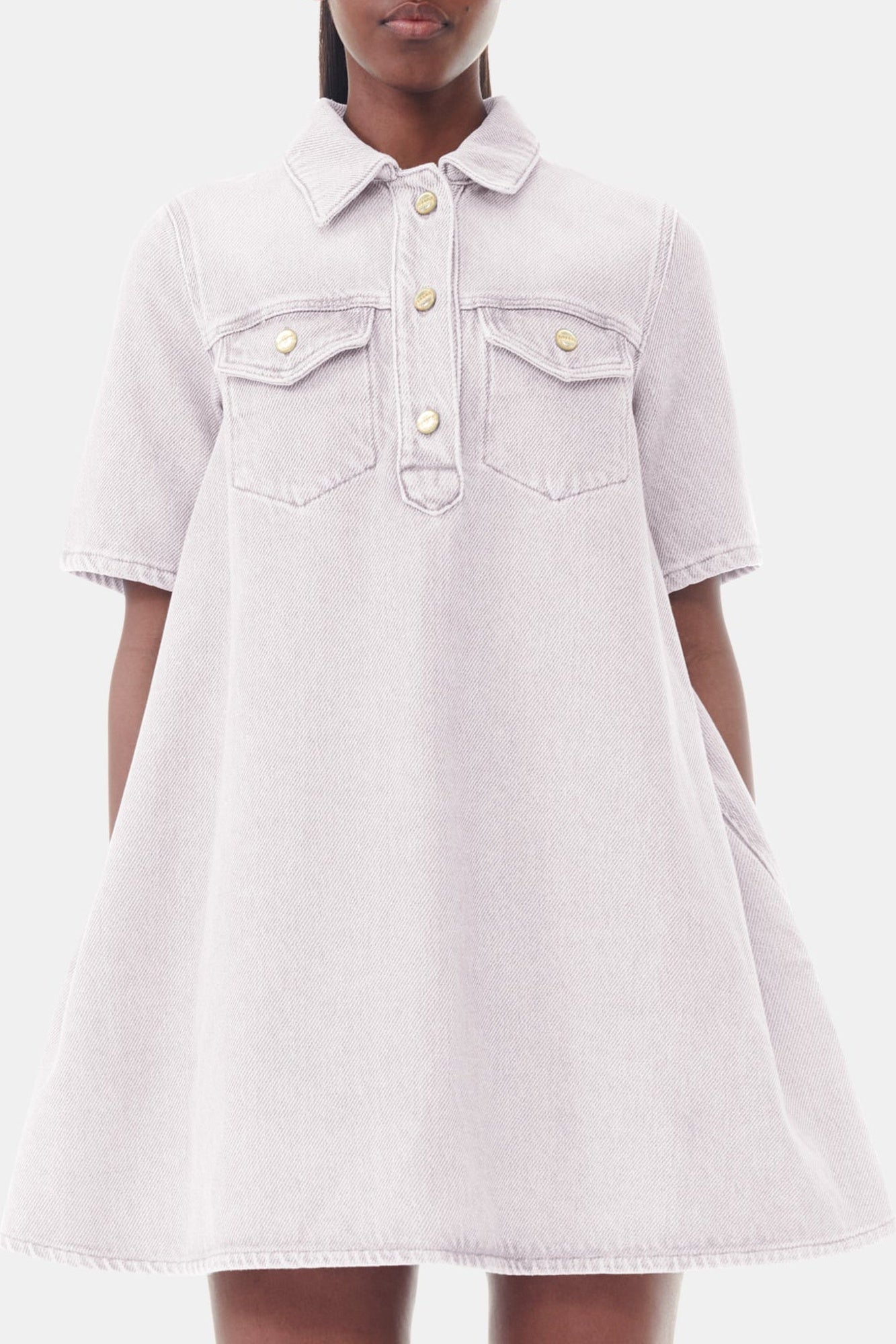 Robe courte en denim - Mauve Chalk