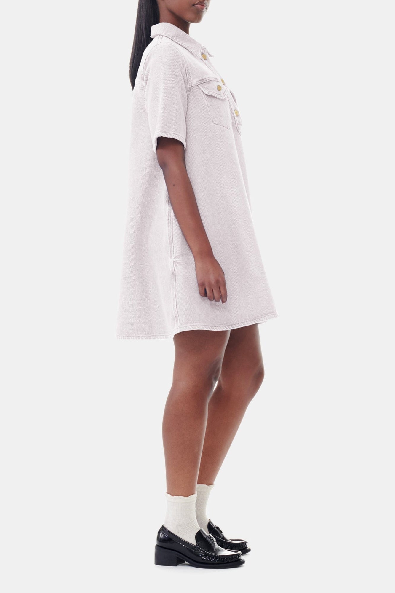 Robe courte en denim - Mauve Chalk