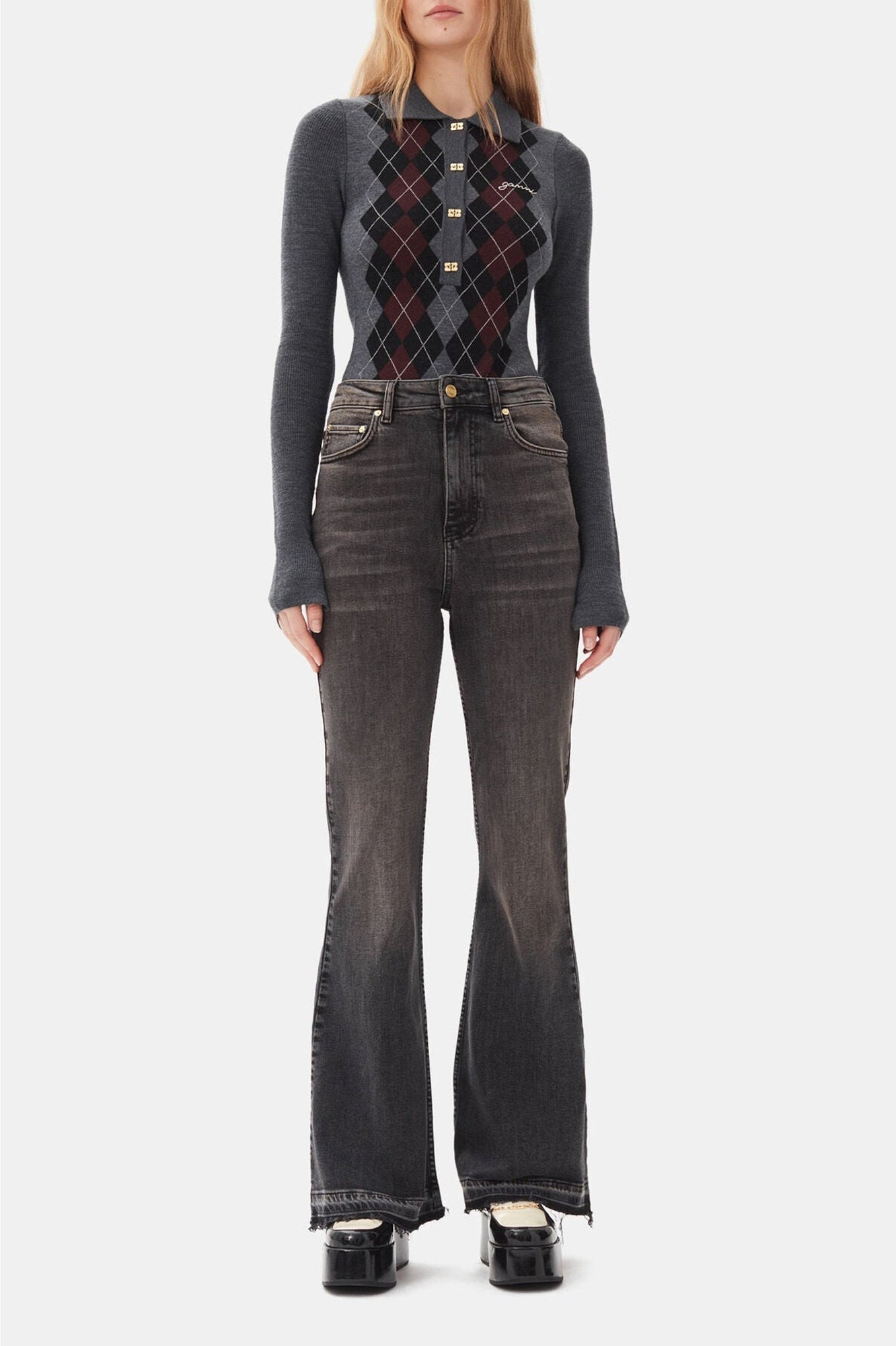 Pantalon flare en denim - Washed Black