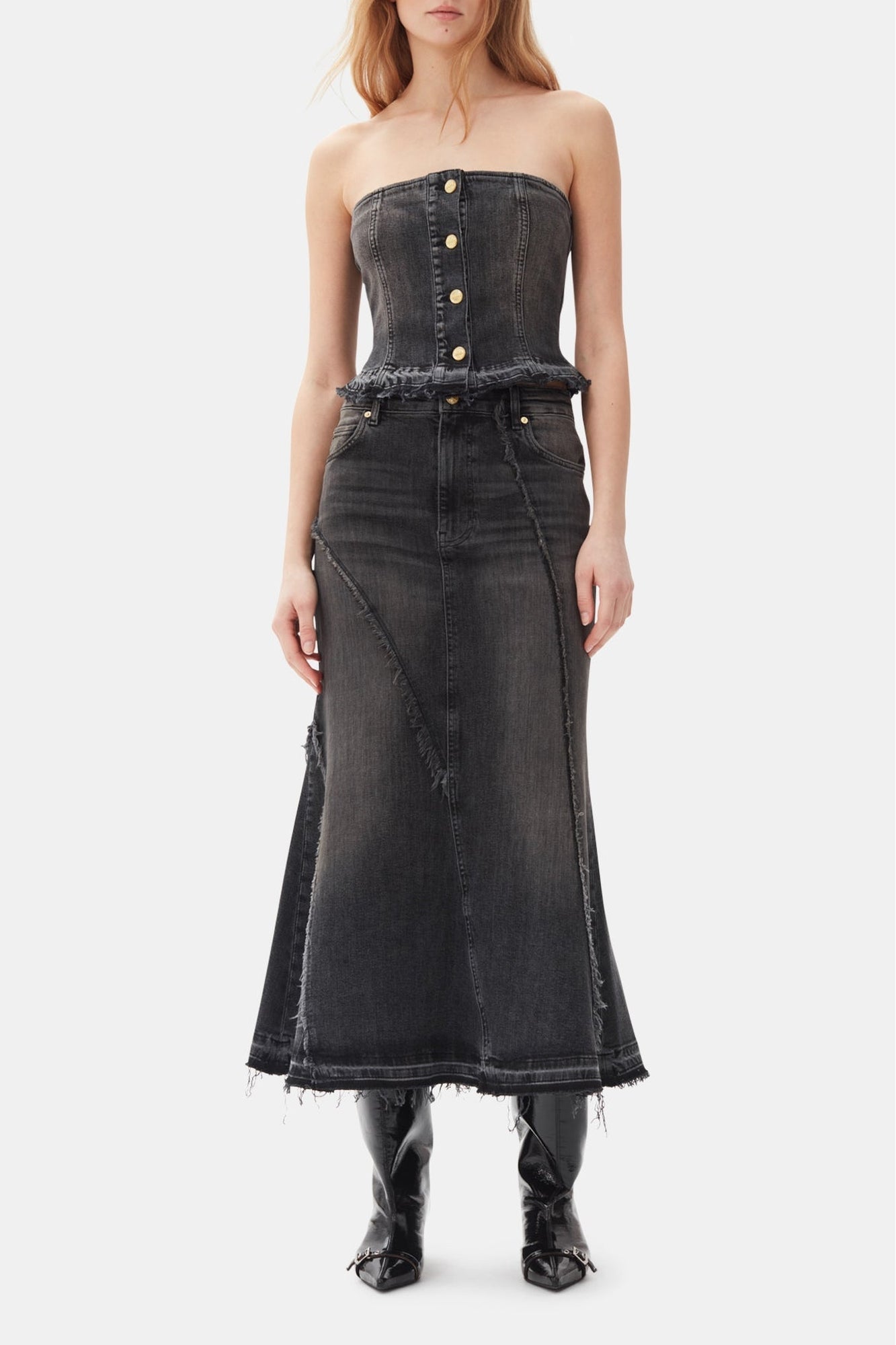 Jupe longue en denim - Washed Black