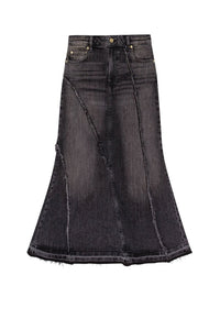Jupe longue en denim - Washed Black