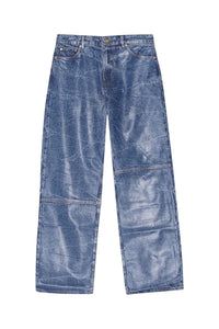 Pantalon Izey métallisé en denim - Mid Blue Stone