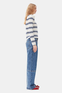 Pantalon Izey métallisé en denim - Mid Blue Stone