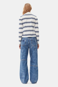 Pantalon Izey métallisé en denim - Mid Blue Stone