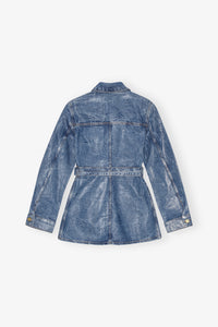 Veste avec effet foil en denim - Mid Blue Stone