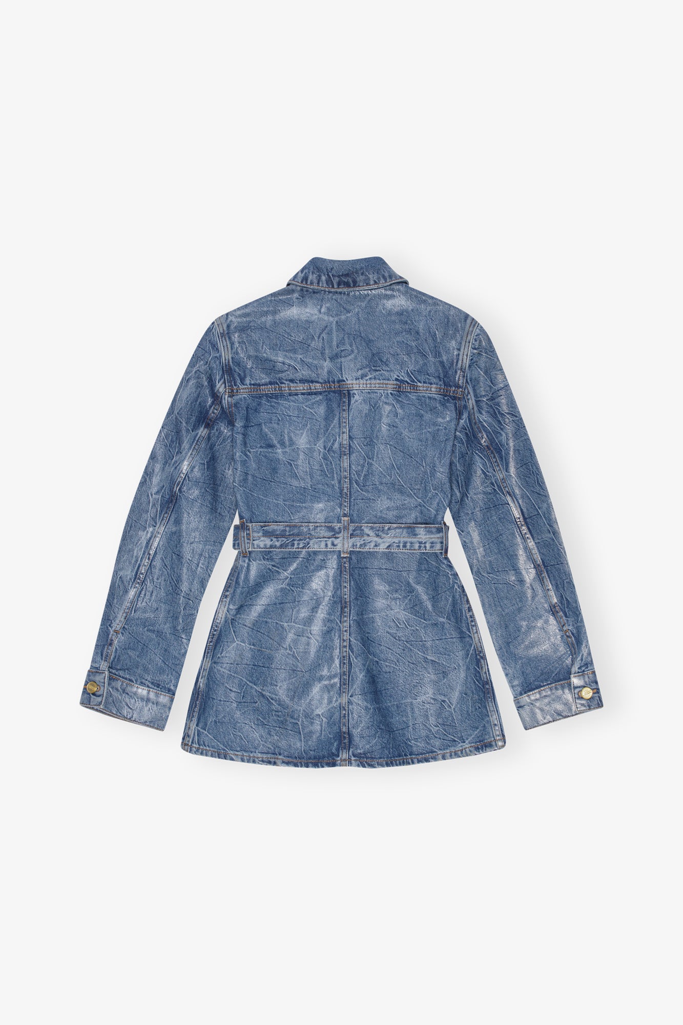 Veste avec effet foil en denim - Mid Blue Stone