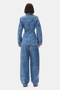 Veste avec effet foil en denim - Mid Blue Stone