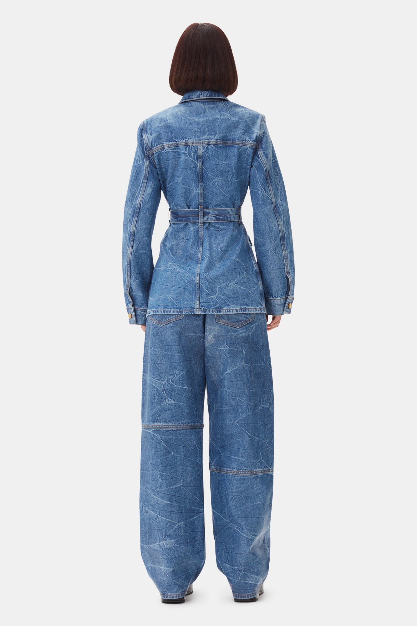Veste avec effet foil en denim - Mid Blue Stone