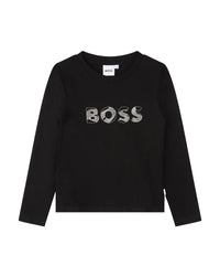 Long-sleeved T-shirt with cotton logo - Black