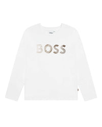T-shirt manches longues avec logo en coton - Blanc