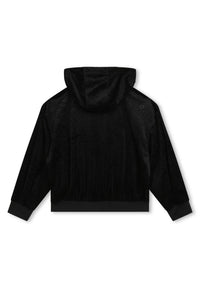 Velvet zip cardigan - Black