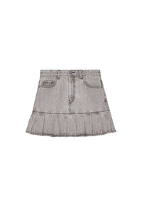Jupe courte plissée Future en denim - Gray Quill