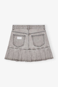 Jupe courte plissée Future en denim - Gray Quill