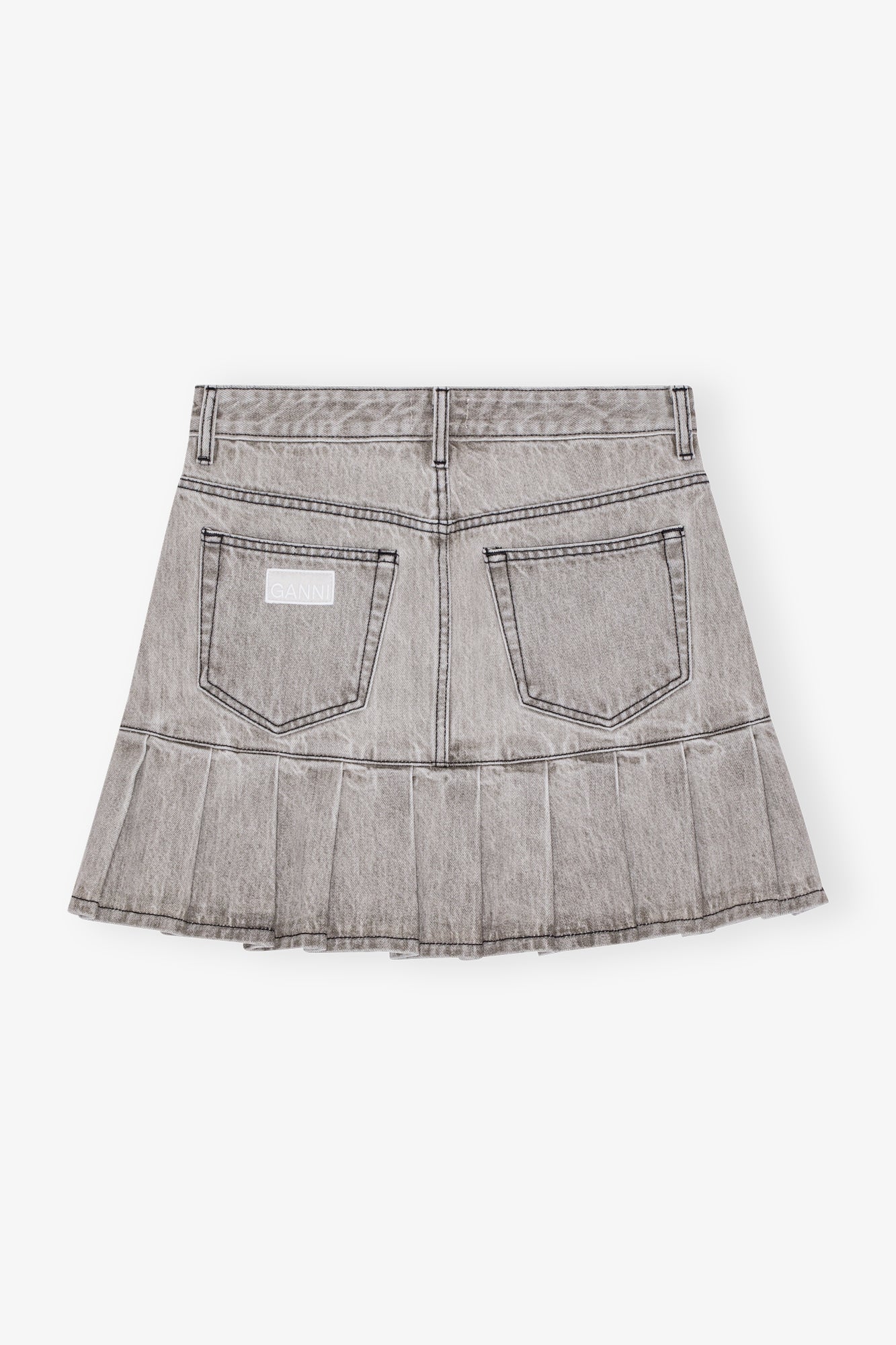 Jupe courte plissée Future en denim - Gray Quill