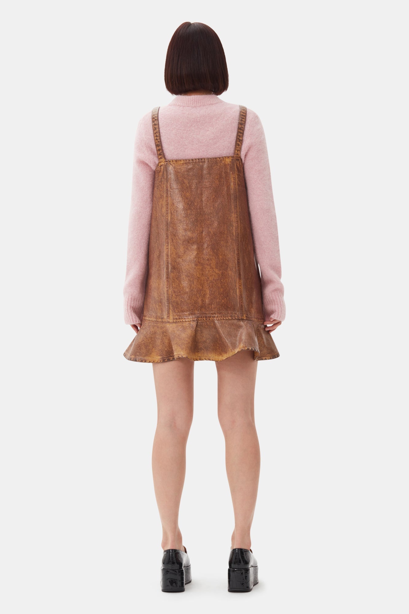 Robe courte en denim - Cognac