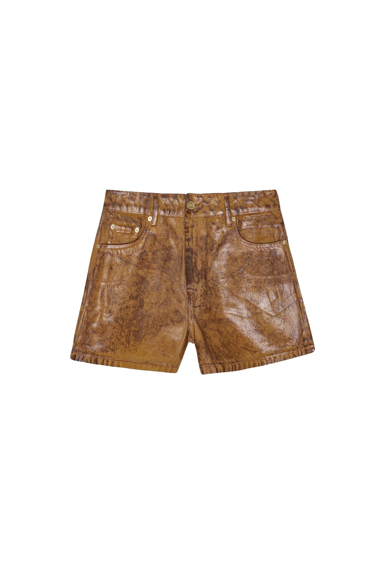 Foil denim shorts - Cognac