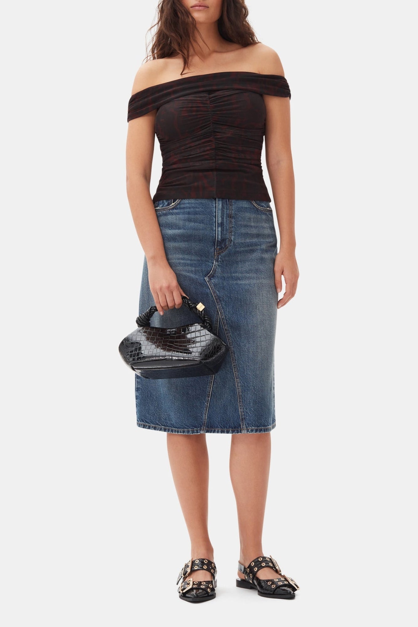 Jupe midi en denim - Mid Blue Vintage