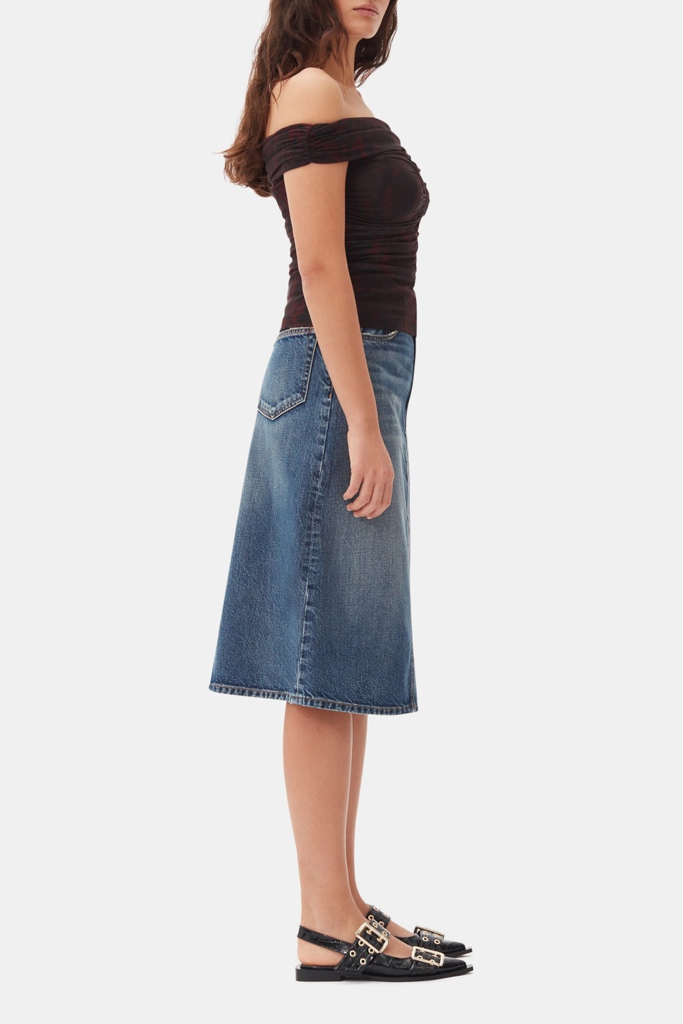 Jupe midi en denim - Mid Blue Vintage