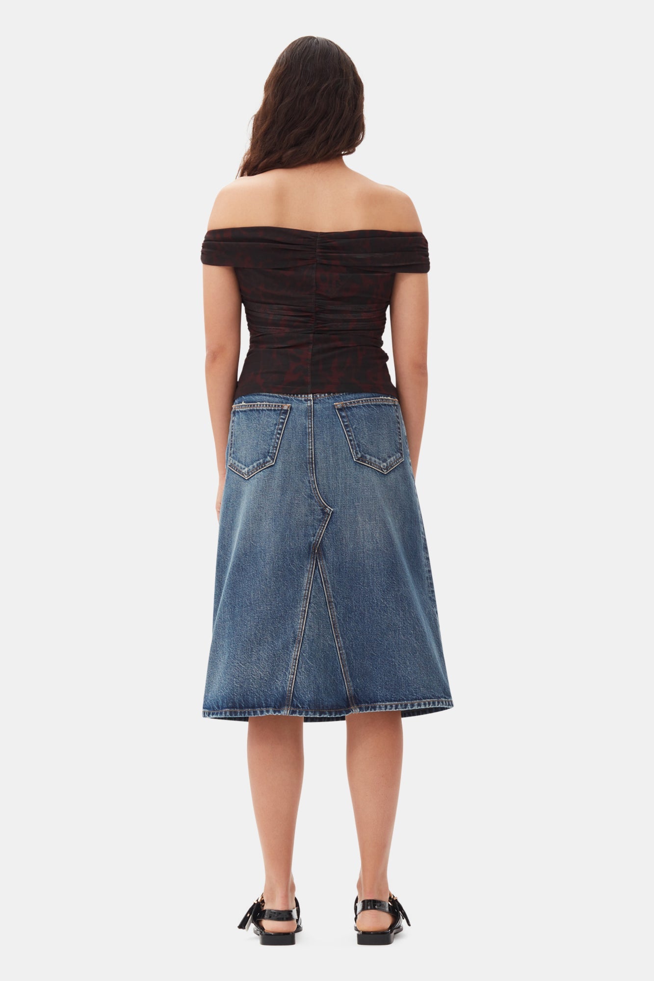 Jupe midi en denim - Mid Blue Vintage
