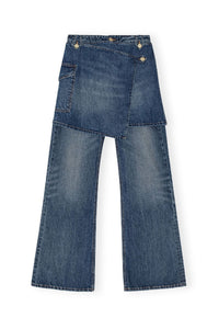 Pantalon flare effet jupe en denim - Mid Blue Vintage