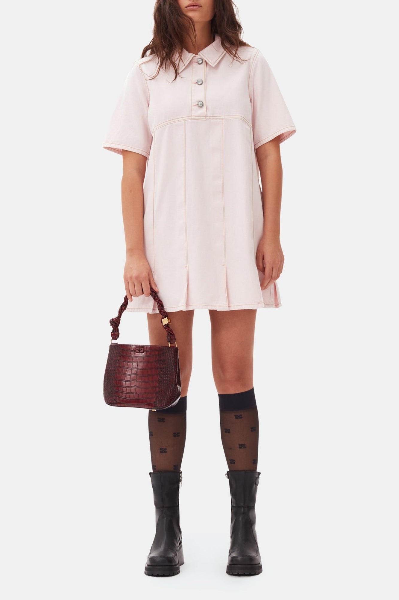 Robe courte en denim - Chalk Pink