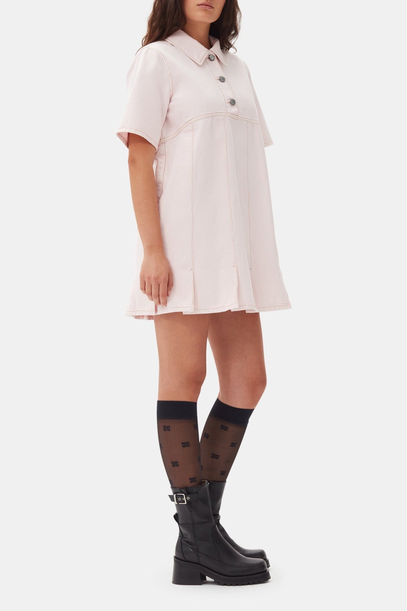 Robe courte en denim - Chalk Pink