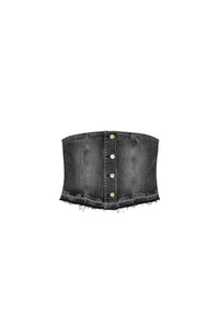 Top délavé en denim - Washed Black