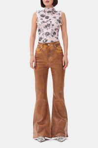 Pantalon flare scintillant - Cognac