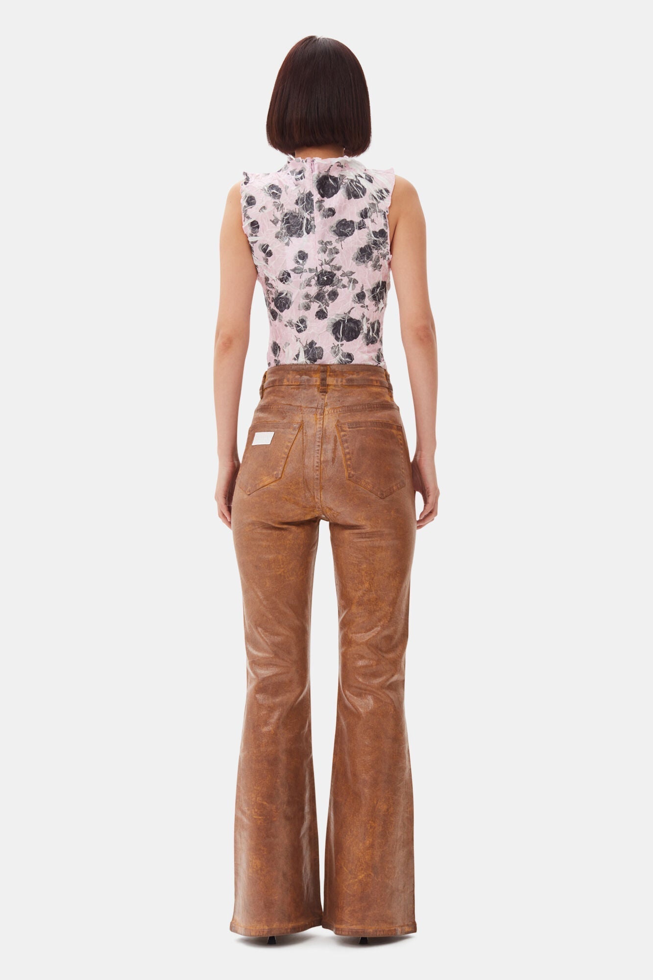 Pantalon flare scintillant - Cognac