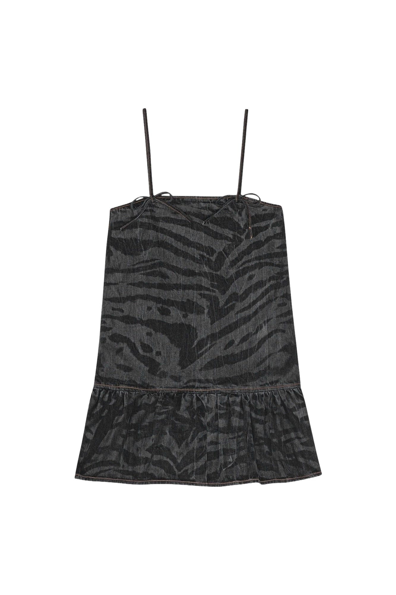 Robe courte imprimé en denim - Black