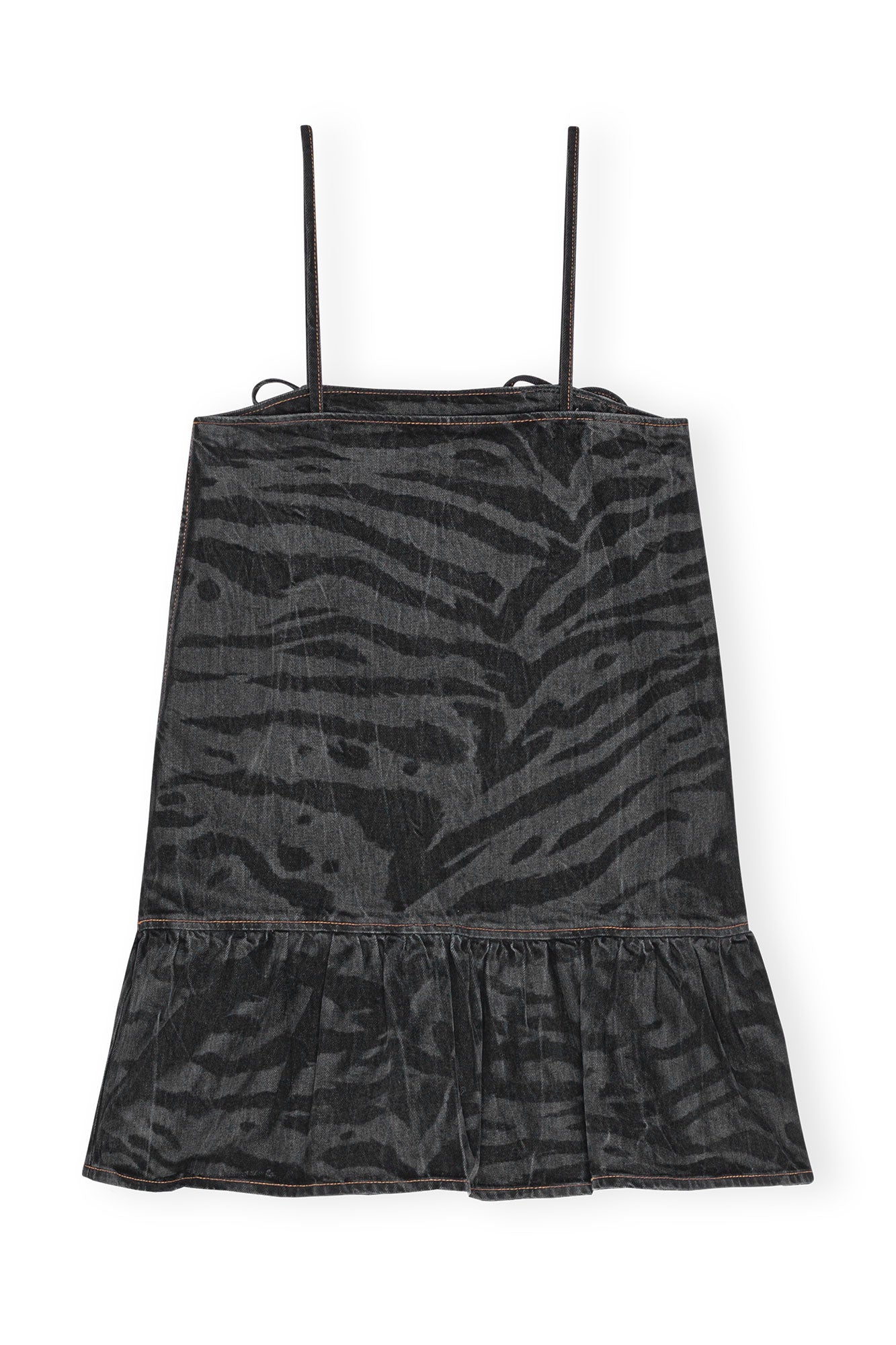 Robe courte imprimé en denim - Black