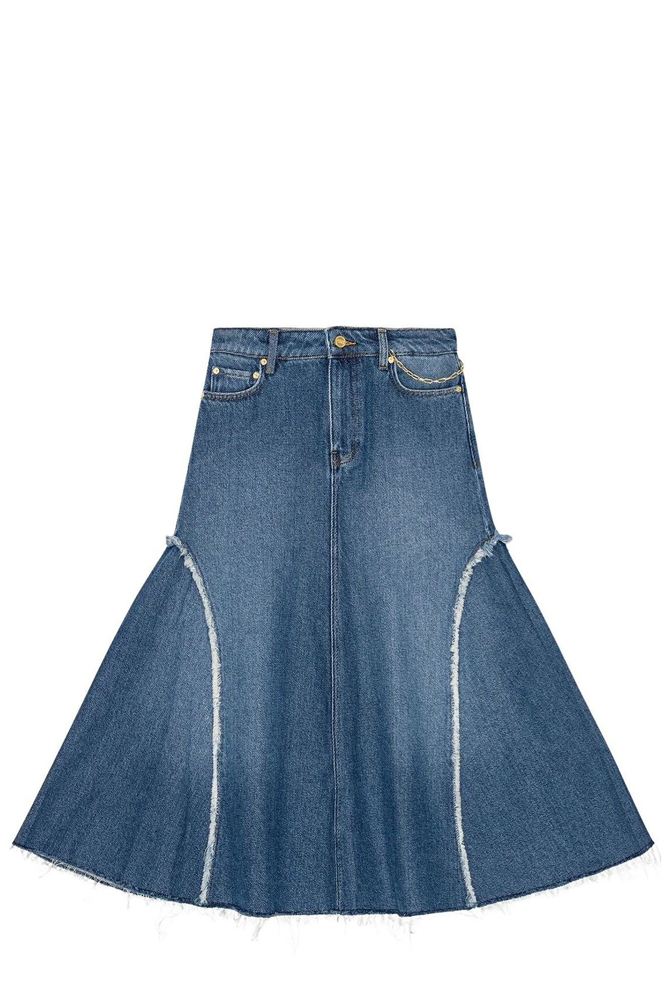 Jupe mi longue en coton - Mid Blue Stone