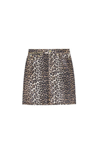 Jupe imprimé métallisé en denim - Leopard
