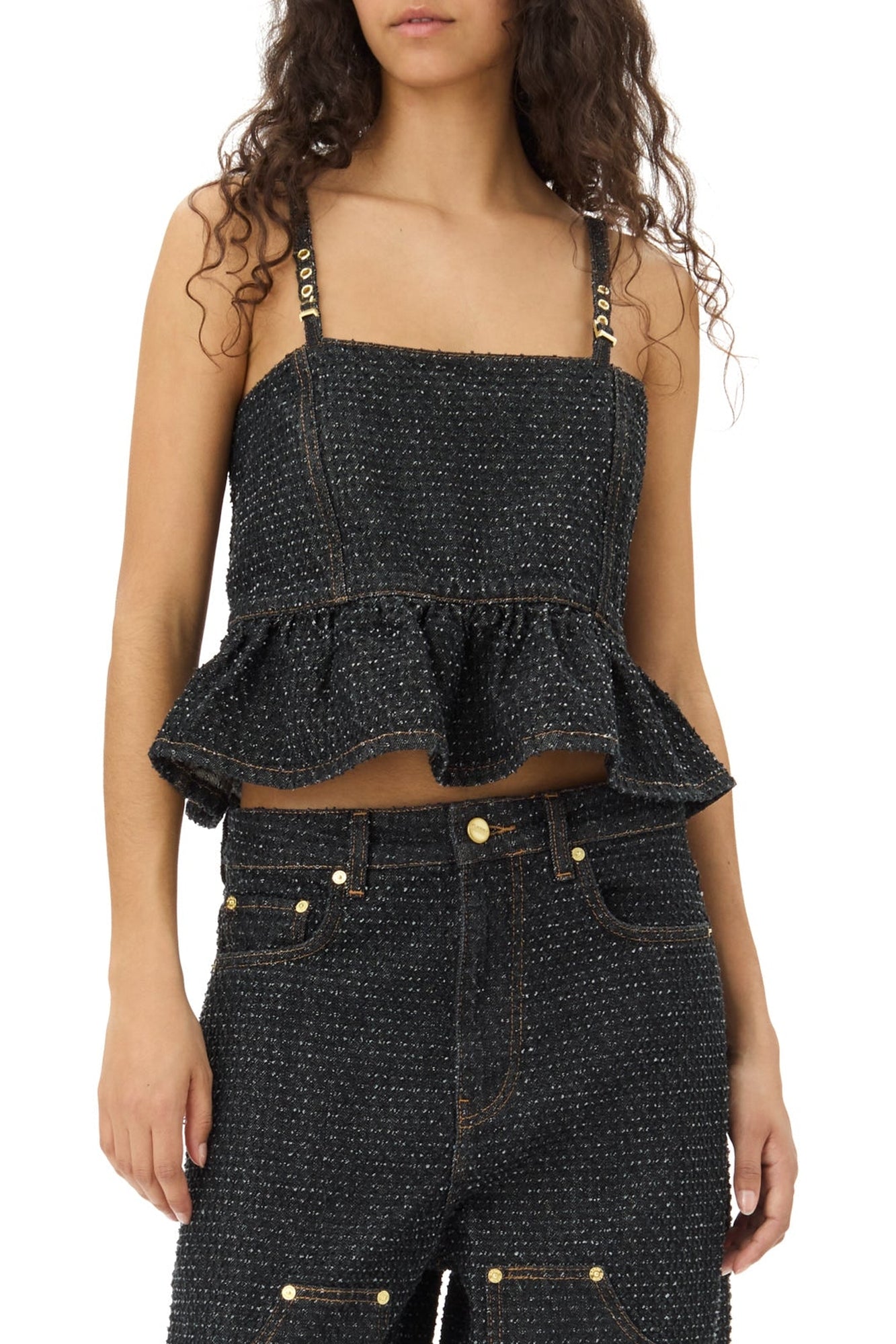 Top texturé en coton - Black