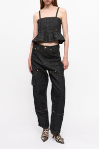 Pantalon texturé en denim - Black
