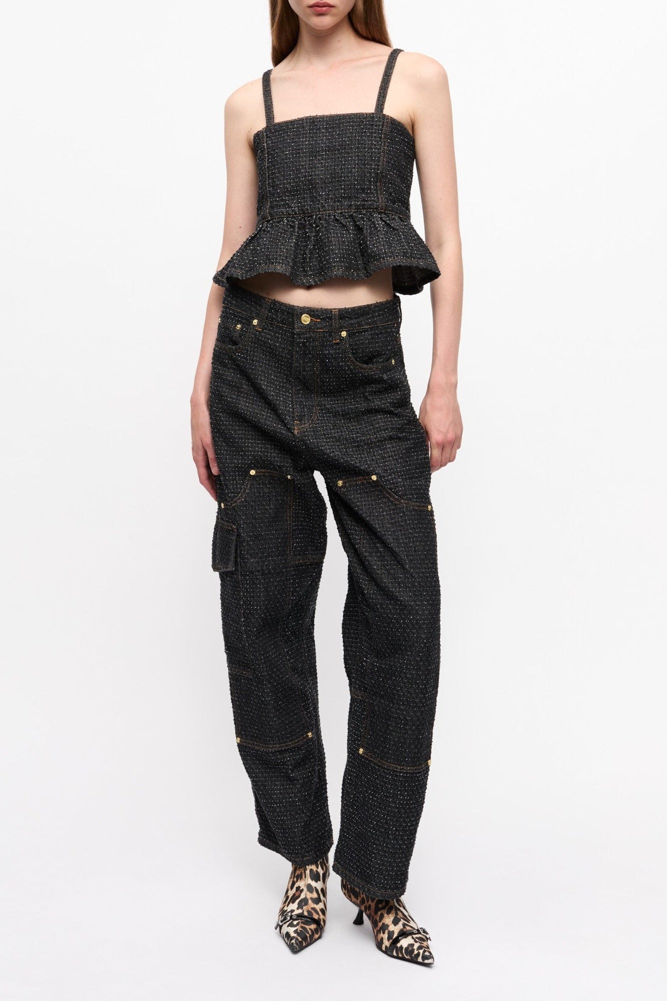 Pantalon texturé en denim - Black