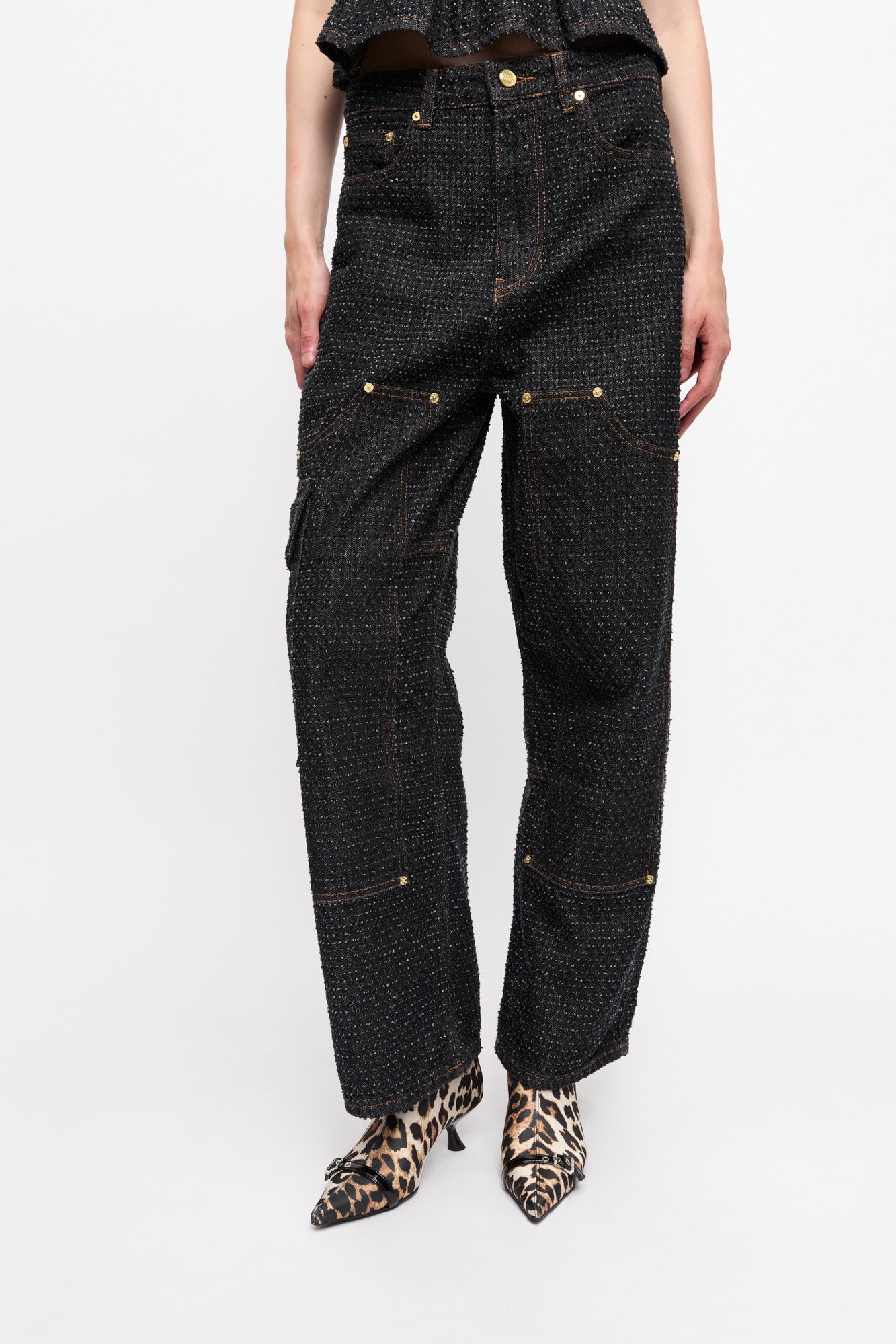Pantalon texturé en denim - Black