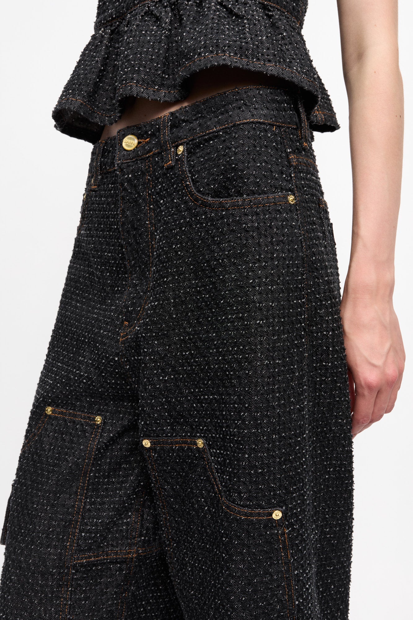 Pantalon texturé en denim - Black