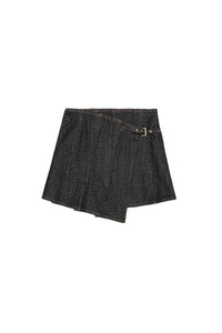 Jupe portefeuille texturée - Black