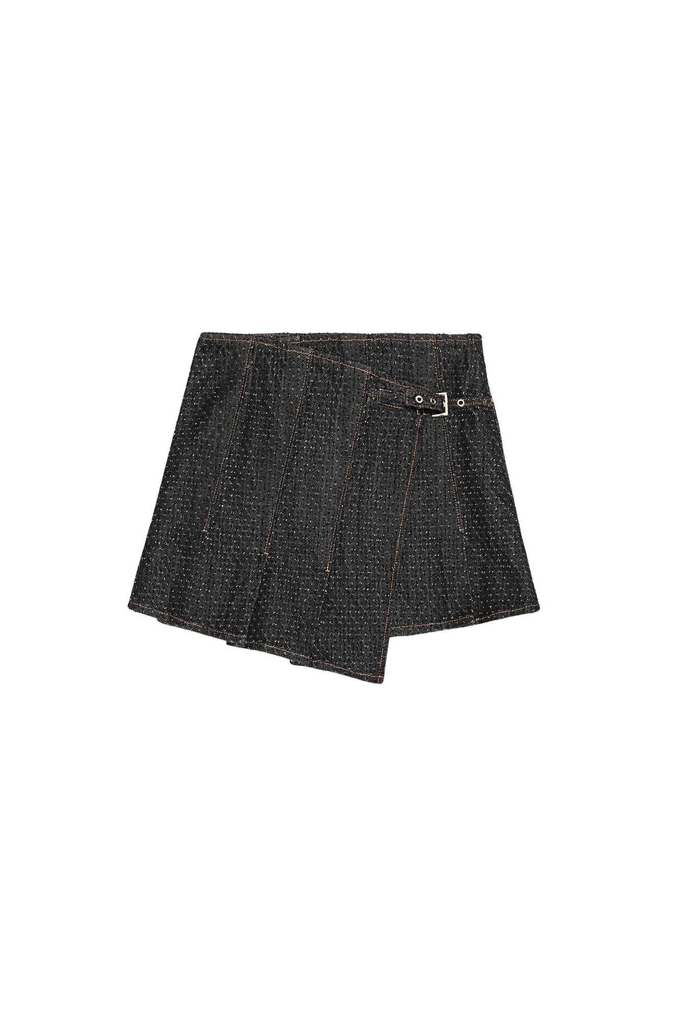 Jupe portefeuille texturée - Black