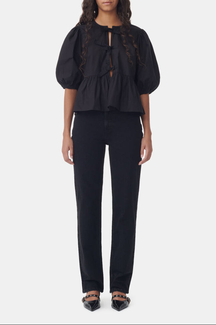 Pantalon taille haute Pohli en denim - Washed Black