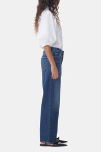 Pantalon taille haute Izey en denim - Dark Blue Vintage
