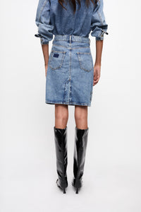 Jupe avec logo en denim - Mid Blue Stone