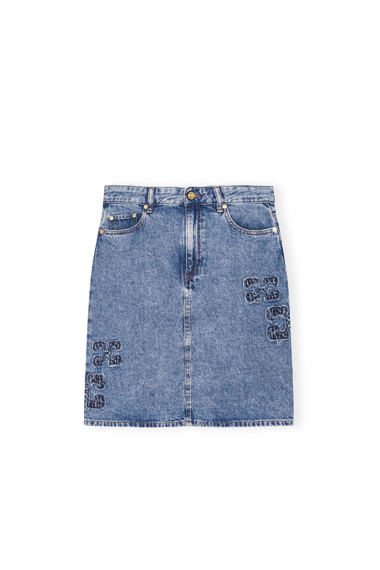 Jupe avec logo en denim - Mid Blue Stone