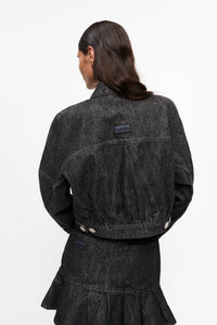 Veste à pailletes et délavée en denim - Washed Black