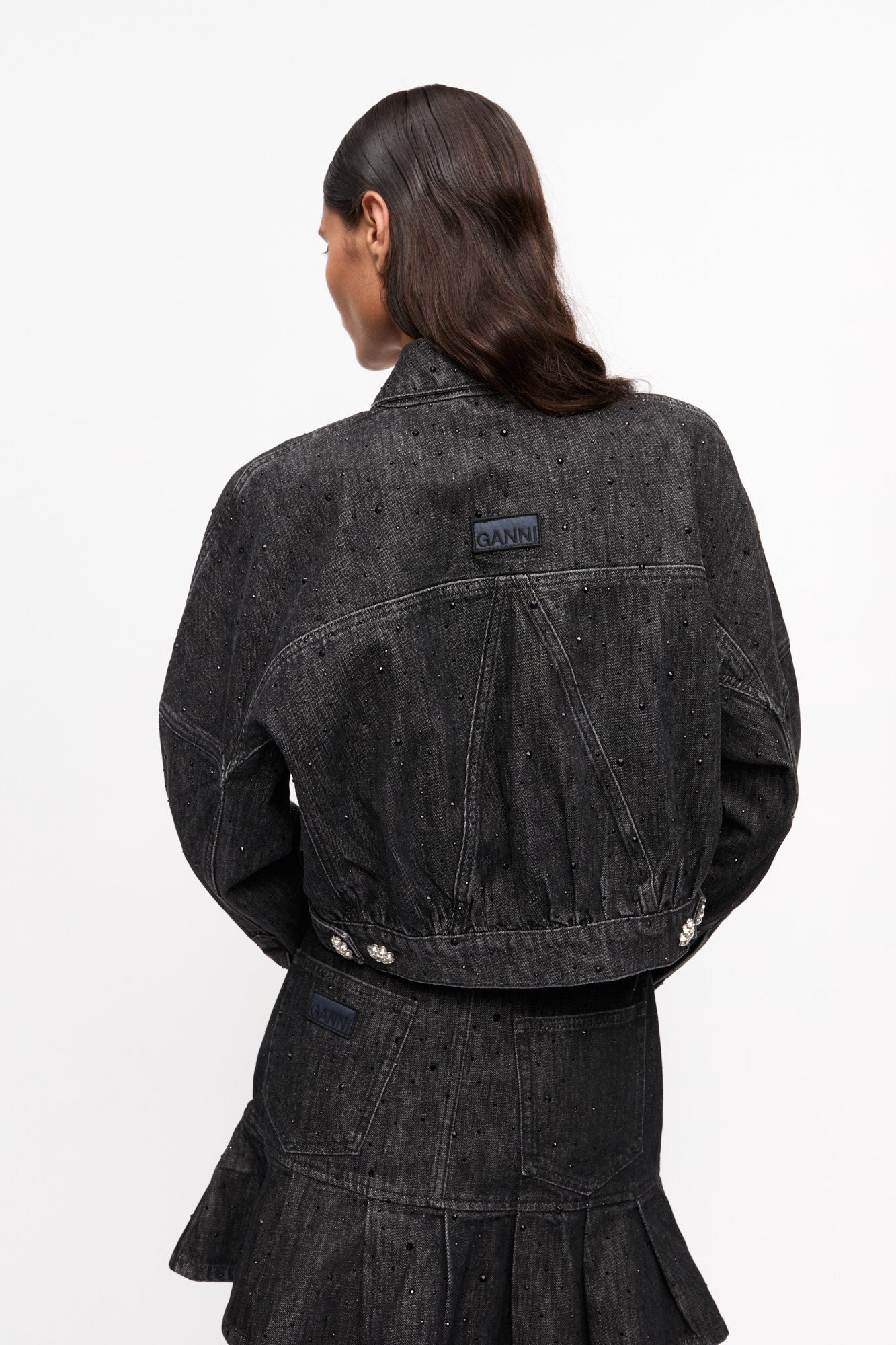 Veste à pailletes et délavée en denim - Washed Black