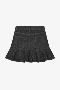 Jupe plissée pailleté en denim - Washed Black
