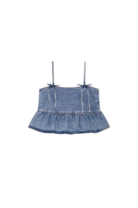 Top à bretelles en denim - Mid Blue Stone